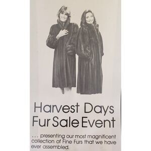 Vintage Fashion Advertising Department Store Fur Sales Fall Harvest Event Women